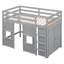 Lit mezzanine simple gris avec rangement et fenêtres - Fabrication en bois massif pour la décoration de la chambre à coucher-1513234177