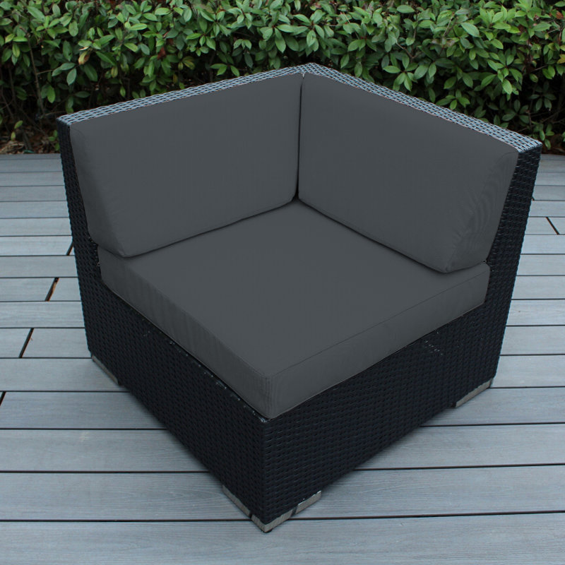 Billyjo Wicker Outdoor Lounge Chair, Gray, Black