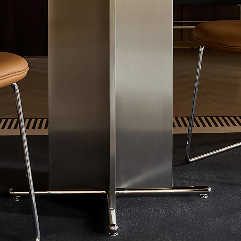 Table ronde simple en bois de frêne et acier inoxydable, H 29,92 po x L 47,24 po x l 47,24 po, Noir