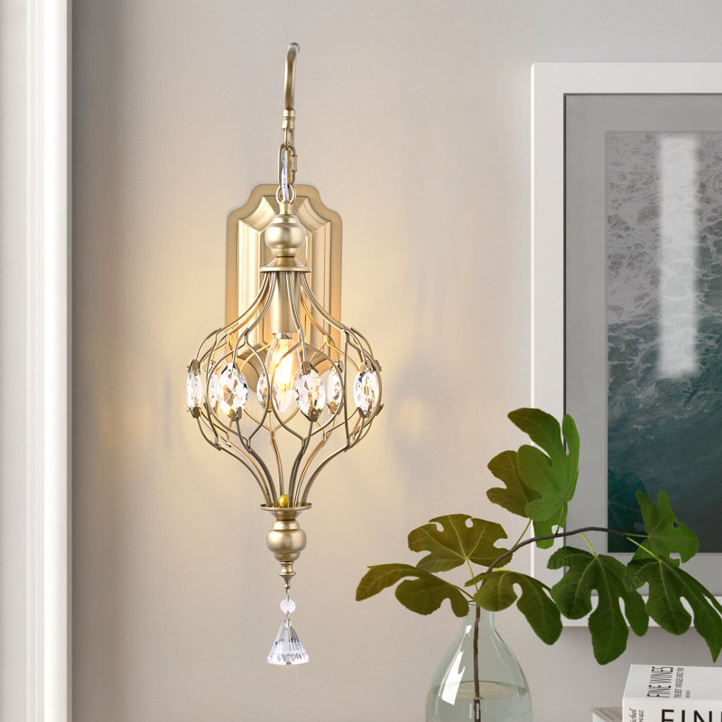 Applique articulée à 1 lumière à intensité variable avec détails en cristal