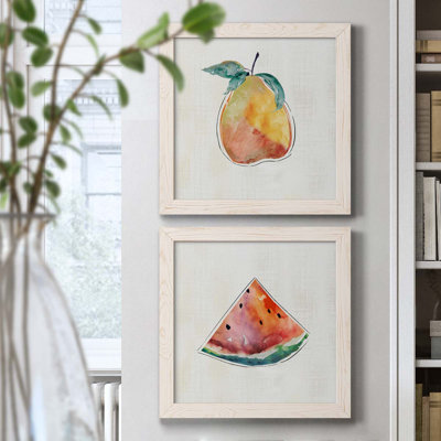 Happy Pear - Ensemble de 2 peintures sur toile encadrées