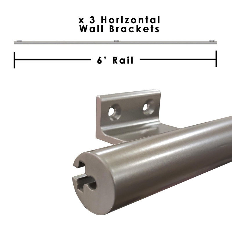 Ensemble de rail d'échelle de 6 pi pour système coulissant à échelle silencieuse (comprend: rail, supports, embouts de rail)