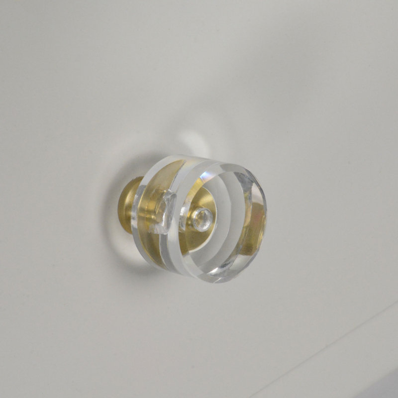Elegance 1 1/8" Diameter Cylindrical Knob, Clear/Satin Brass