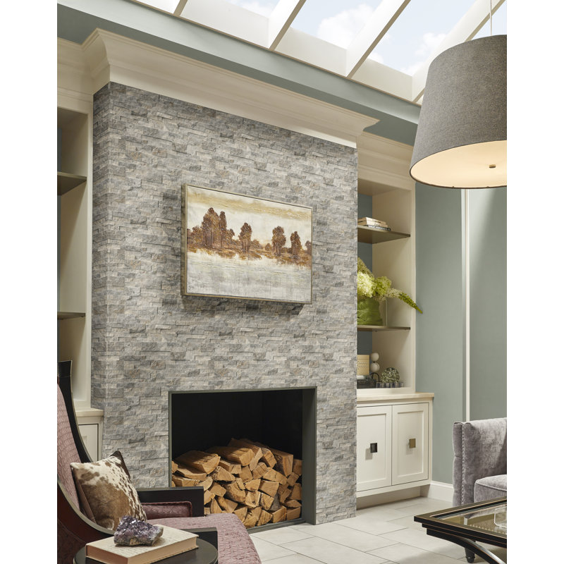 Stonecrest 6 in. x 24 in. Split Face Natural Stone Ledger Panel Wall Tile, Argento Way