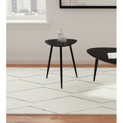 Table de bout triangulaire en bois massif noir