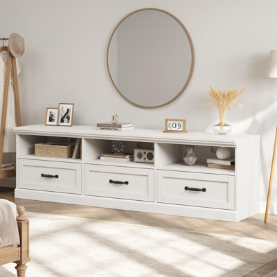 70in TV Stand for TVs up to 75in, Entertainment Center with Storage Drawer, Mid-Century Modern TV Console with Open Shelves, Wood Media TV Cabinet for by Winston Porter