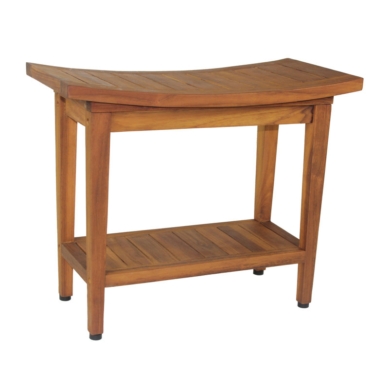 Patented 24" Maluku Teak Shower Bench with Shelf, 18" H x 24" W x 14" D