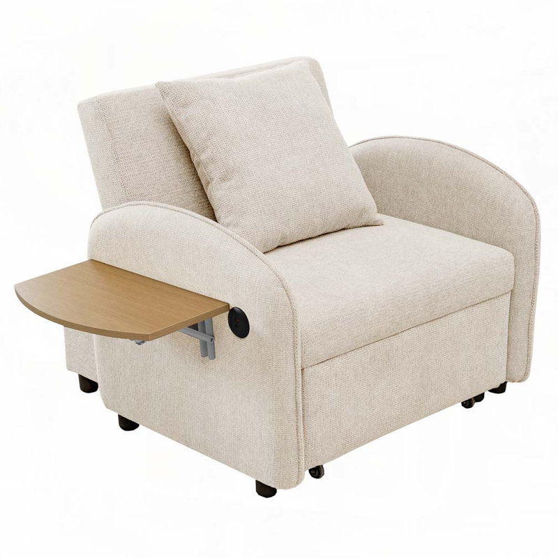 Canapé-lit convertible avec ports USB, Beige