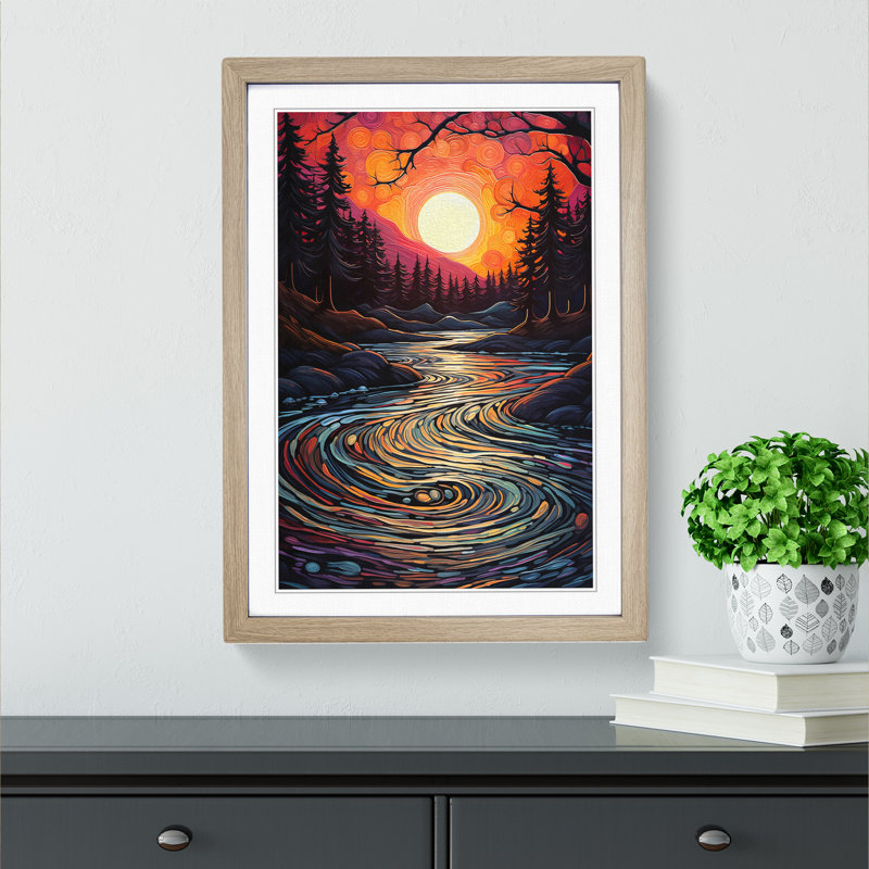 Lake Expressionism No.2 - Framed Print, Oak, 64cm H x 46cm W x 2cm D
