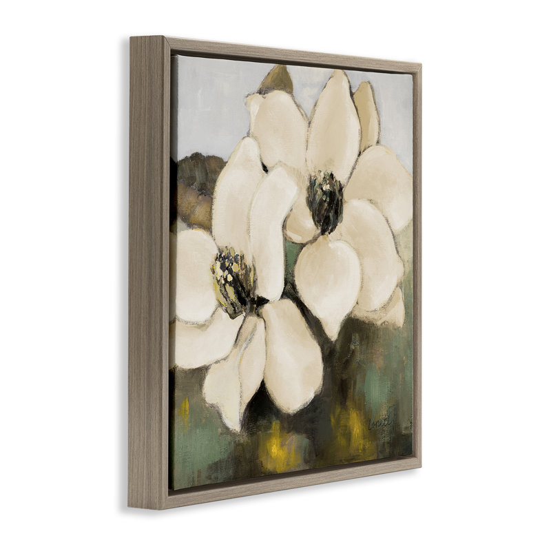 «Magnolia Blossom Duo» par Lanie Loreth, Cadre flottant orme Montalcino, H 25 po x l 25 po