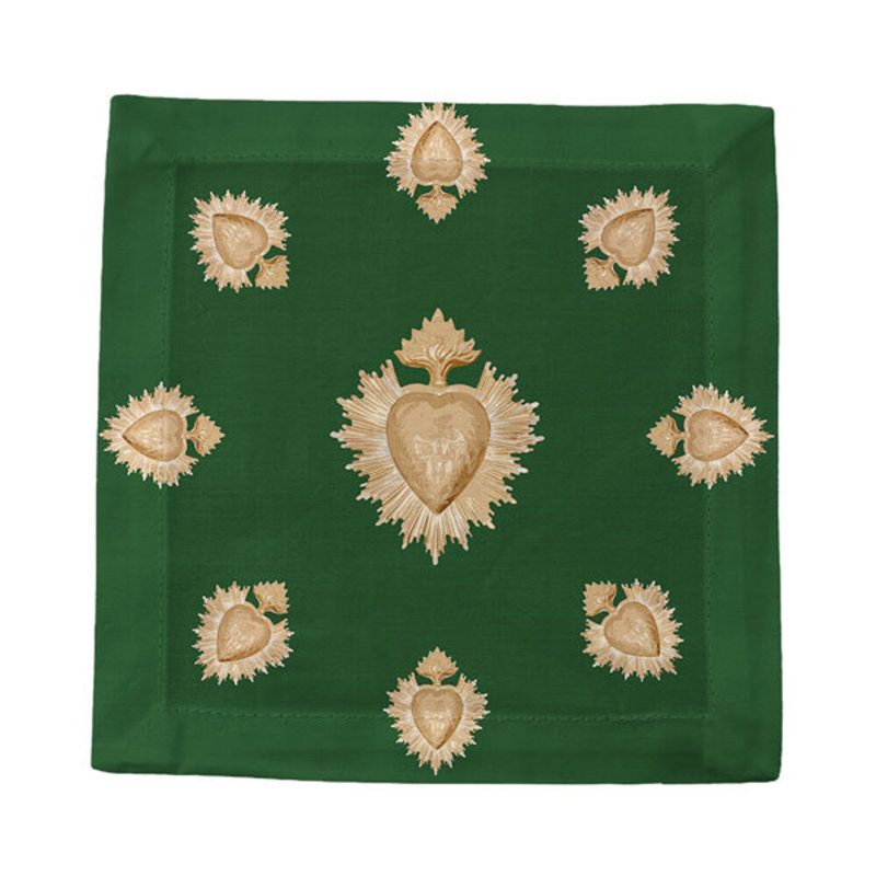 Ex Vote Cotton Sateen Cocktail Napkins, Evergreen