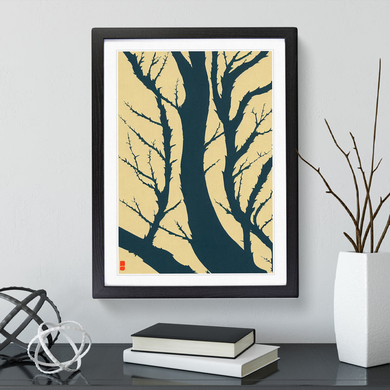 A Japanese Tree - Single Picture Frame Print, Black Framed, 34cm H x 25cm W x 2cm D
