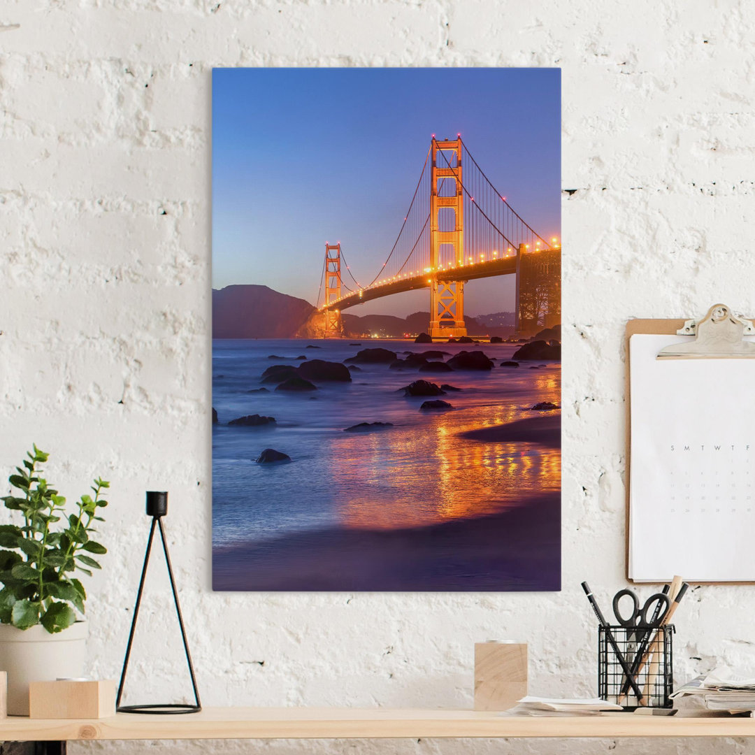 Leinwandbild Golden Gate Bridge am Abend