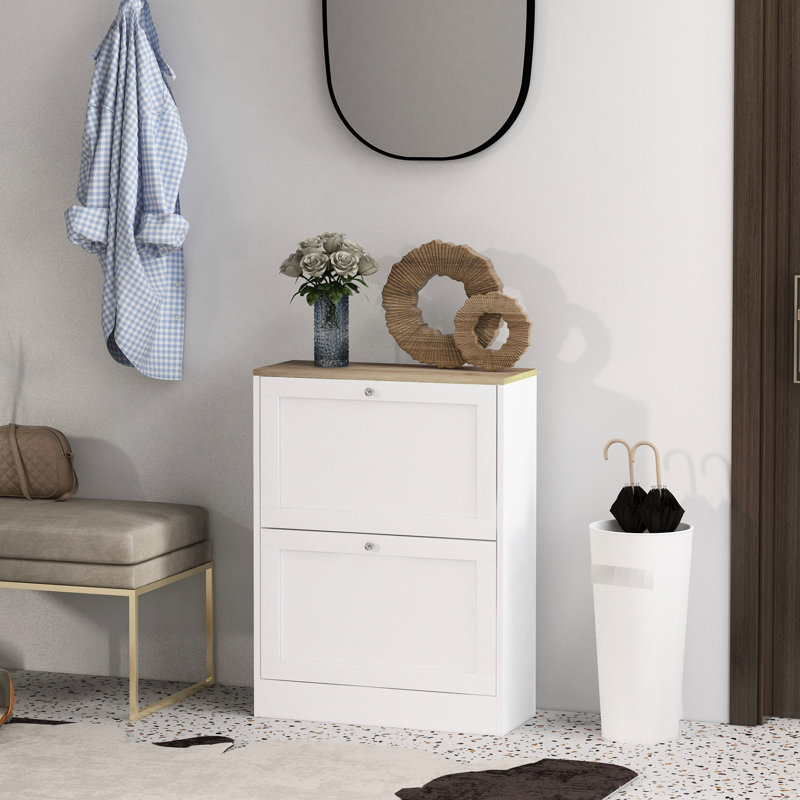 HOMCOM Slim Shoe Cabinet For Entryway
