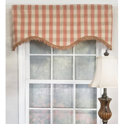 Laverty Cotton Blend Plaid Scalloped Window Valance