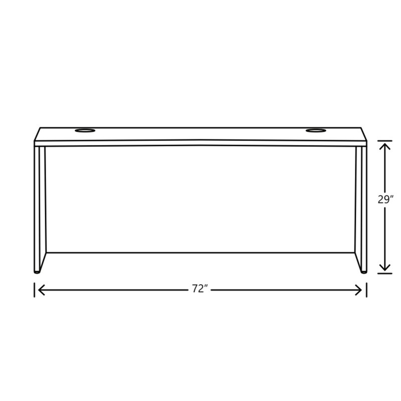 Slate Teak 72'' Rectangular Credenza Desk with Filing Cabinet