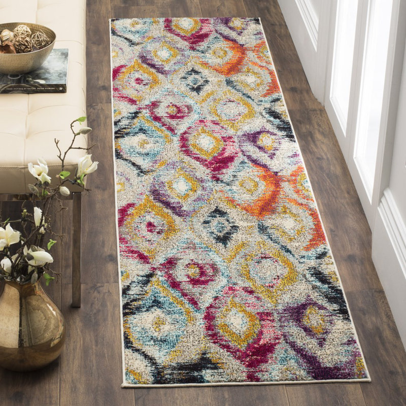 Tapis à motif géométrique Theresa Performance, Tapis de couloir 2 pi 2 po x 6 pi