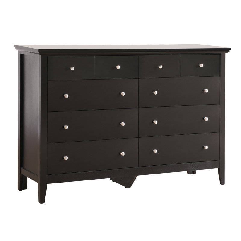 Chene 8 Drawer 59" Double Dresser, Black