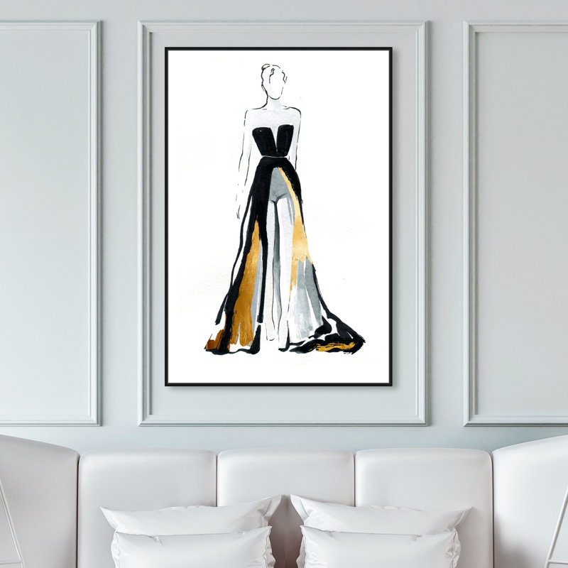 Fashion and Glam Fashionista II - impression, H 36 po x l 24 po, Cadre flottant noir