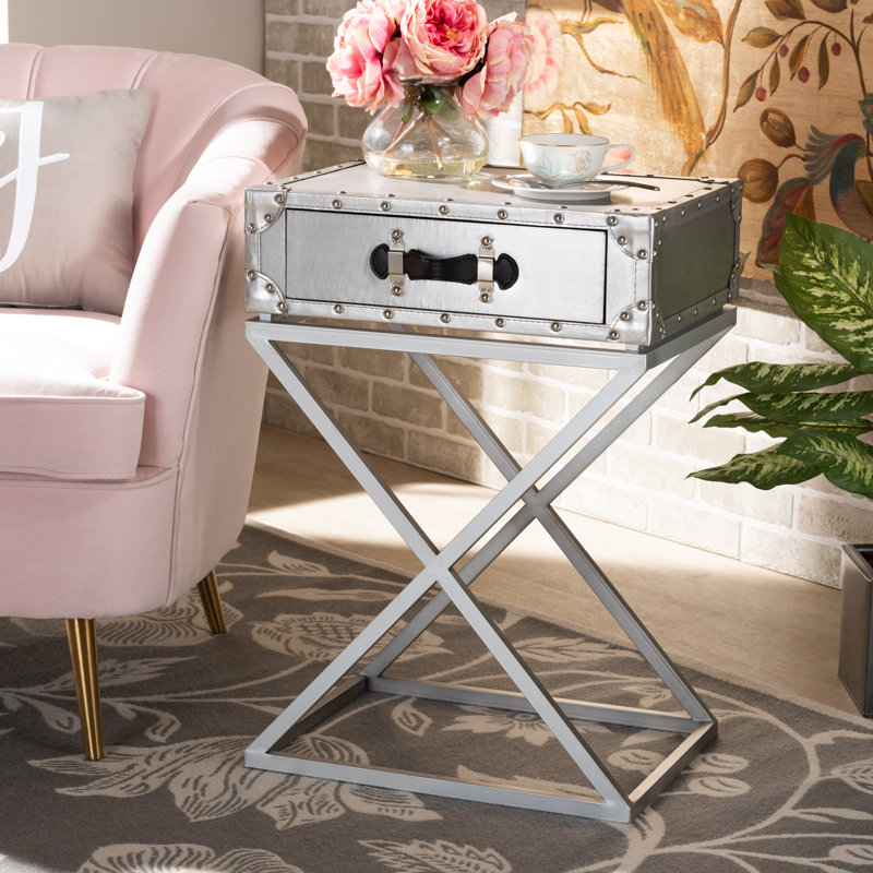 48cm W Metal Bedside Table