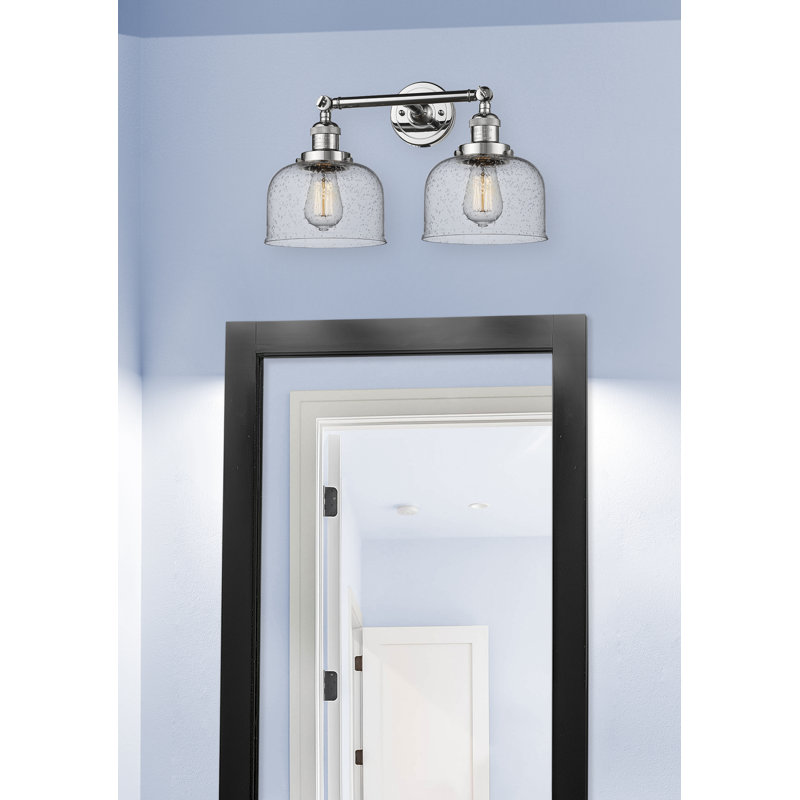 Bell - 2 Light 19" Bath Vanity Light, 6 Watt Vinage LED Bulb, Seedy, Polished Chrome
