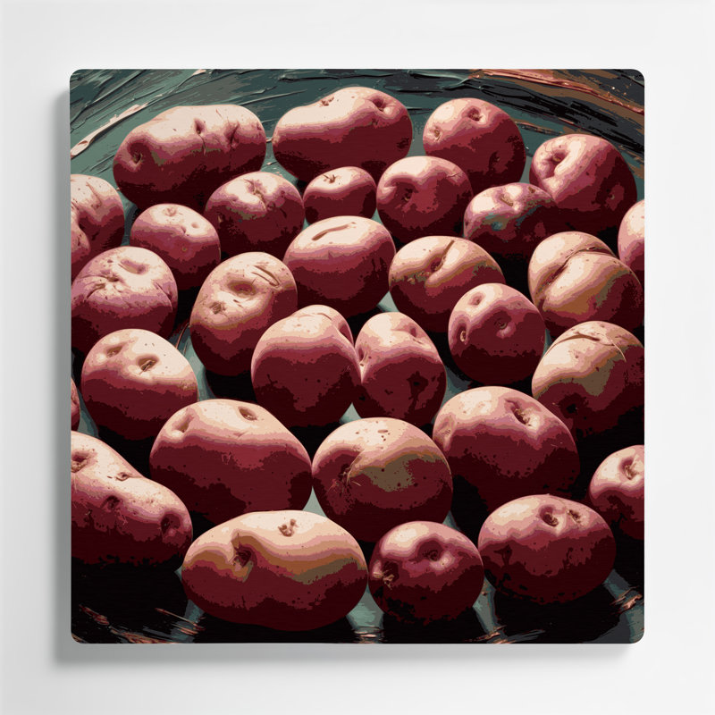 Art mural en métal légumes rouge pomme de terre, H 16 po x l 16 po