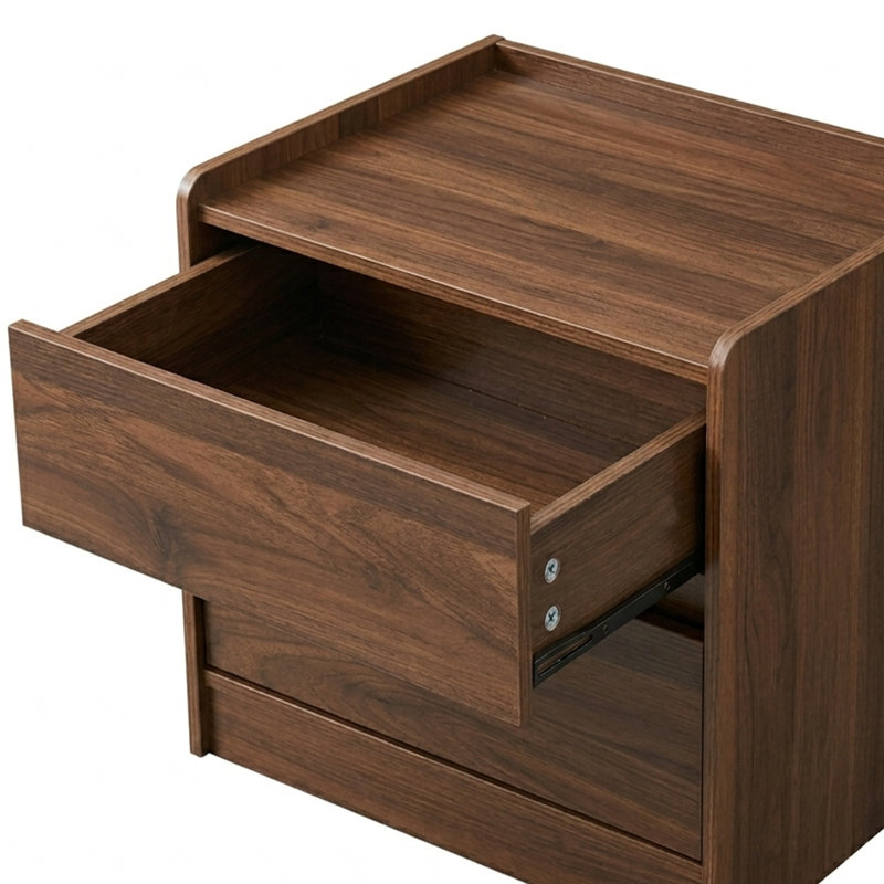 Matthes 19.68''W Walnut  Nightstand With Two Drawers, Brown