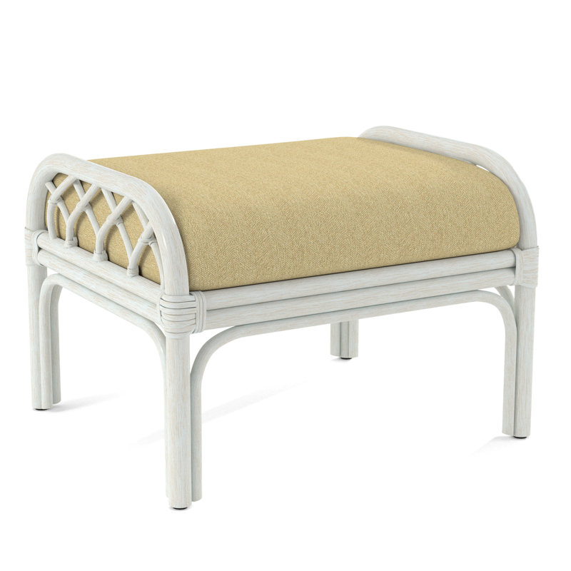 Edgewater Ottoman, Bisque, Light Blue Performance Fabric; 0851-55
