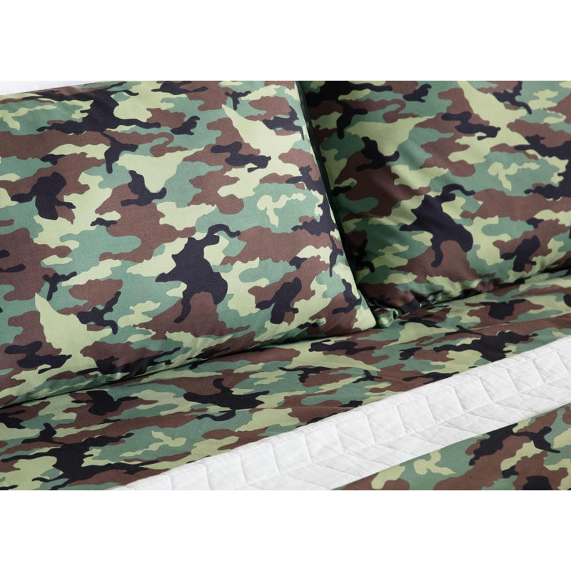 California King Green Camo Microfiber Deep Pocket Sheet Set