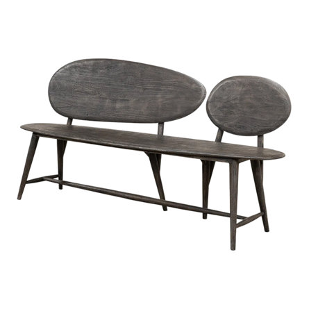 Two-seater wooden bench with asymmetrical backrests