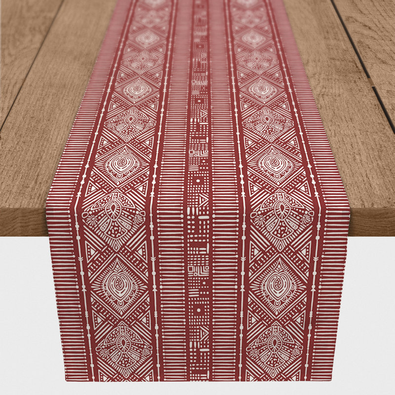 Nielsen Geometric Table Runner, 72" x 16", Red