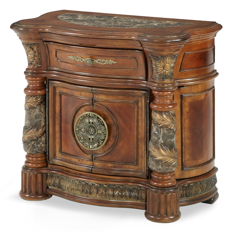 Villa Valencia Brown Solid Wood Bedside Chest