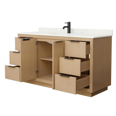 Ensemble de meuble-lavabo simple 60 po avec plateau en quartz Maroni