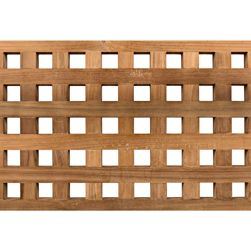 Quinnton Teak Wood Queen Platform Bed with Grid Headboard