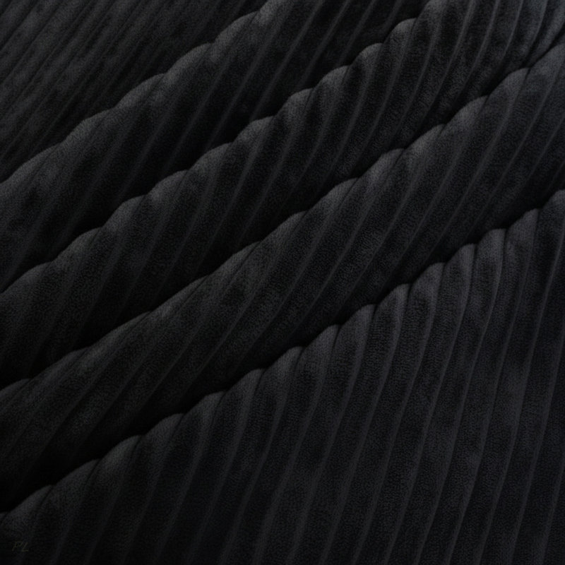 Repose-pieds plein Corduroy Upholstery, Noir