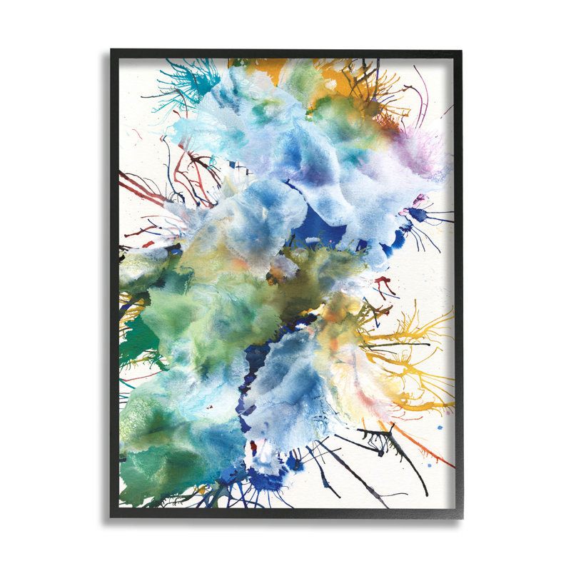 Art giclée chaotique abstrait par Jodi Fuchs, H 14 po x l 11 po x P 1,5 po, Giclée encadrée noir minuit