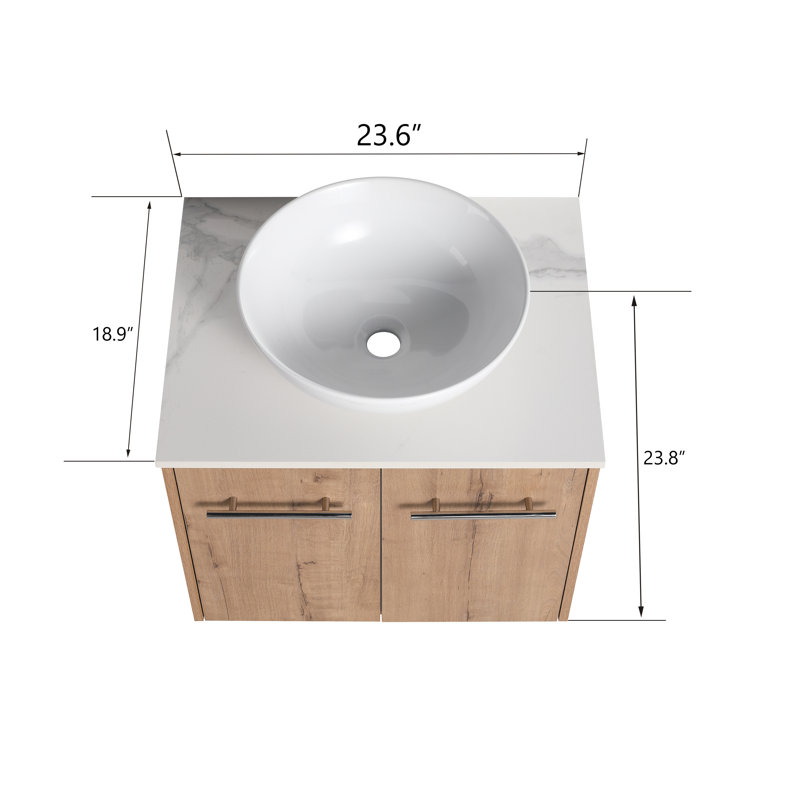 Delvina 23.67'' Single Bathroom Vanity with Sintered Stone Top