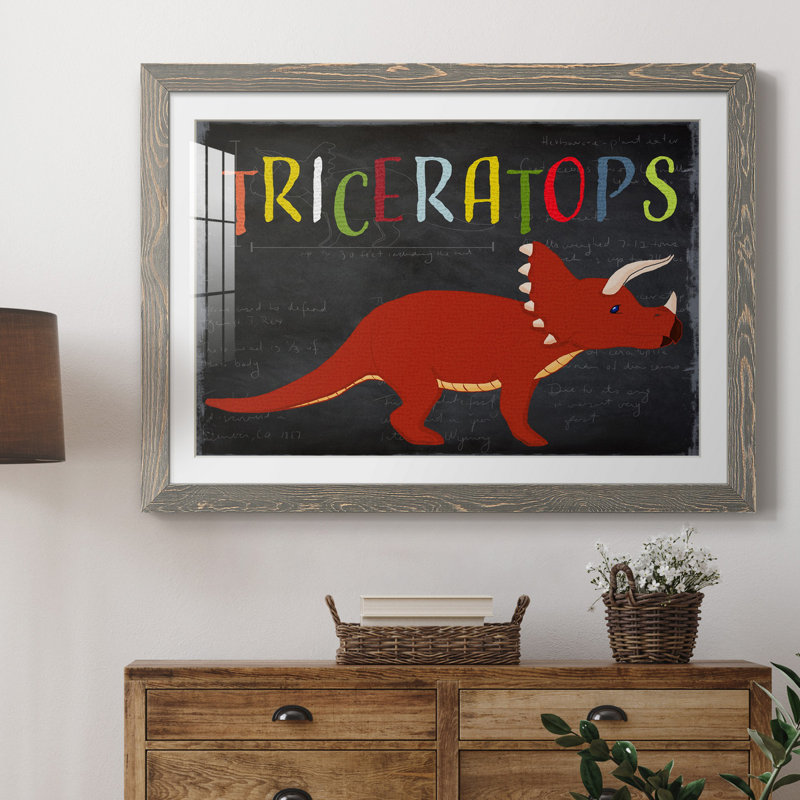 Triceratops - Impression sur papier encadré, Cadre en papier gris, H 31,5 po x l 23,5 po x P 1,5 po