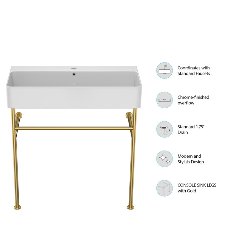 APRESSHUI 16.3'' Rectangular Bathroom Sink, Gold