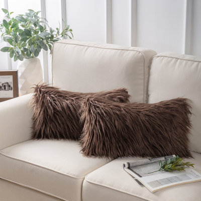 Housse et insert de coussin décoratif en fausse fourrure
