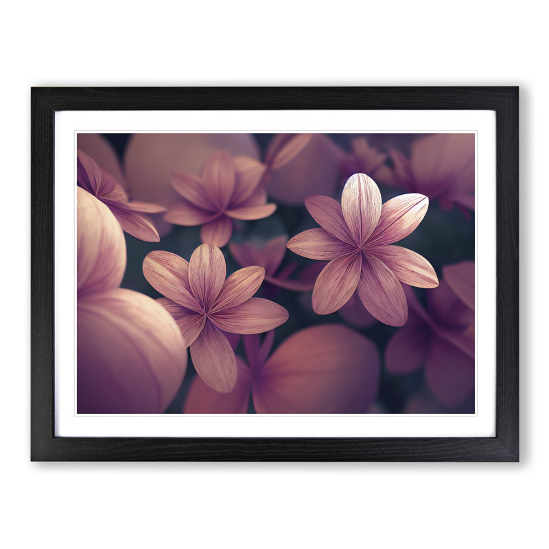 XH1022-6822X Peaceful Flowers - Picture Frame Print, Black, 46cm H x 64cm W