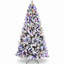 Arbre de Noël artificiel floqué pré-éclairé avec 10 modes d'éclairage, branches à mémoire de forme, interrupteur au pied-133286959