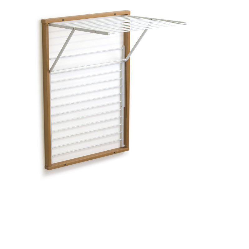 WALL CLOTHESLINE Wood Foldable Wall-Mounted Drying Rack, Cherry