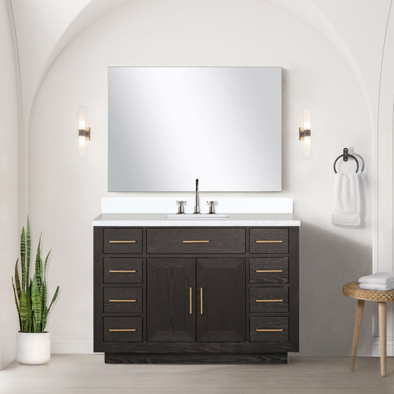 Meuble-lavabo simple en chêne brun 48 po X P 22 po D