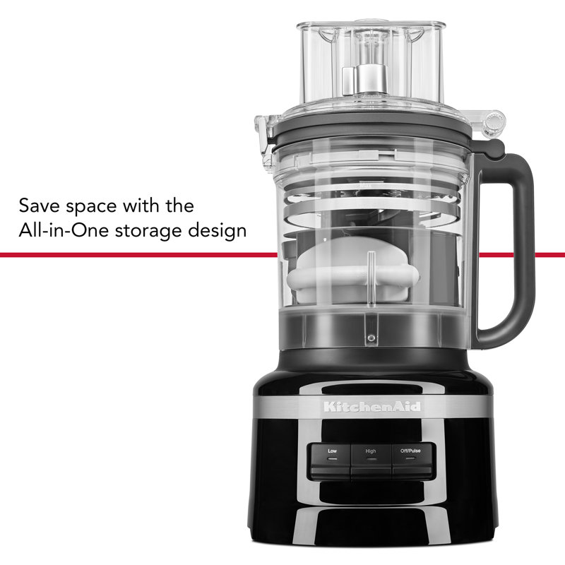 Kitchenaid, 3.1l Compact Food Processor. Chop, Shred, Slice, Dice Knead, Mix And Purée, Onyx Black