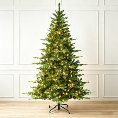 Arbre de Noël artificiel en PE / PVC pré-éclairé, lumières DEL et base en métal