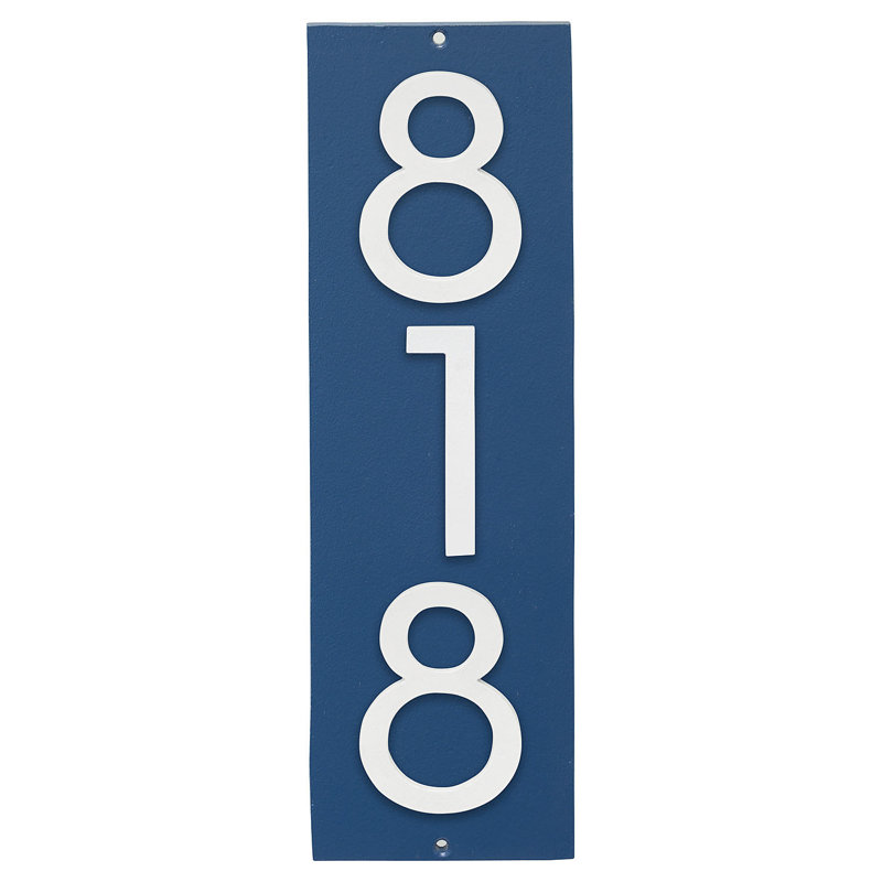 Plaque d'adresse murale sur 1 ligne, Bleu mer / blanc, Oui