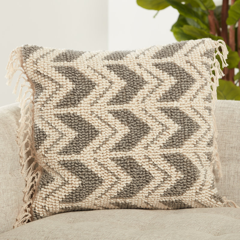 Coussin Oakleaf, Gris/crème, Polyester / bourre de polyester