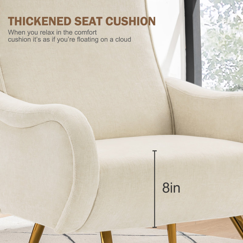 Salay 31.5" Wide Chenille Armchair, Beige Chenille
