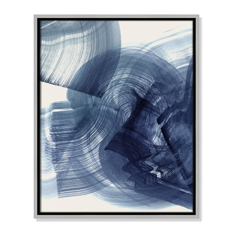 Indigo Crescendo I, impression par , H 21,5 po x l 17,5 po, Flottant argenté